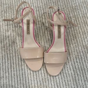 Zara patent beige heeled sandal, size 38